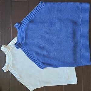 Old Navy Shaker Stitch Cable Knit Sweater Halter Tank Bundle Blue/White EUC - M